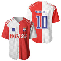 Custom Croatia Hrvatska Football Baseball Jersey Halftone Checkerboard National Crest