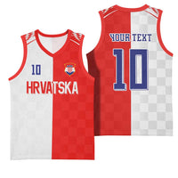 Custom Croatia Hrvatska Football Basketball Jersey Halftone Checkerboard National Crest