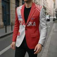 Custom Croatia Hrvatska Football Blazer Halftone Checkerboard National Crest