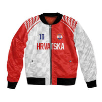 Custom Croatia Hrvatska Football Bomber Jacket Halftone Checkerboard National Crest