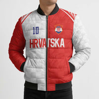 Custom Croatia Hrvatska Football Bomber Puffer Jacket Halftone Checkerboard National Crest