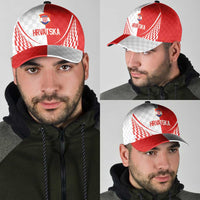 Croatia Hrvatska Football Classic Cap Bold Checkerboard Half Tone Design With National Crest