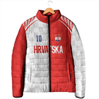 Custom Croatia Hrvatska Football Padded Jacket Halftone Checkerboard National Crest