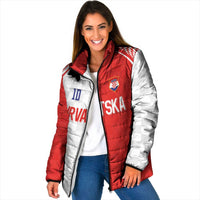 Custom Croatia Hrvatska Football Padded Jacket Halftone Checkerboard National Crest