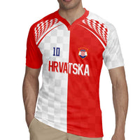 Custom Croatia Hrvatska Football Rugby Jersey Halftone Checkerboard National Crest