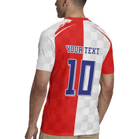 Custom Croatia Hrvatska Football Rugby Jersey Halftone Checkerboard National Crest