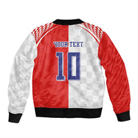 Custom Croatia Hrvatska Football Sleeve Zip Bomber Jacket Halftone Checkerboard National Crest