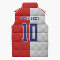 Custom Croatia Hrvatska Football Sleeveless Puffer Jacket Halftone Checkerboard National Crest