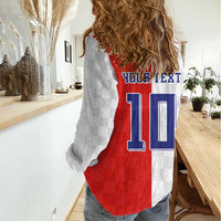 Custom Croatia Hrvatska Football Women Casual Shirt Halftone Checkerboard National Crest