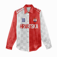 Custom Croatia Hrvatska Football Women Casual Shirt Halftone Checkerboard National Crest