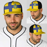 Sweden Sverige Football Baseball Net Cap Nordic Cross Pattern With Traditional Sverige Heritage Crest