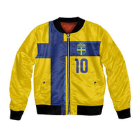 Custom Sweden Sverige Football Bomber Jacket Nordic Cross Pattern With Traditional Sverige Heritage Crest
