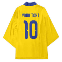 Custom Sweden Sverige Football Kimono Nordic Cross Pattern With Traditional Sverige Heritage Crest