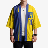 Custom Sweden Sverige Football Kimono Nordic Cross Pattern With Traditional Sverige Heritage Crest