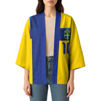 Custom Sweden Sverige Football Kimono Nordic Cross Pattern With Traditional Sverige Heritage Crest