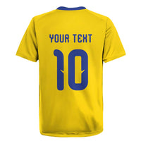 Custom Sweden Sverige Football Rugby Jersey Nordic Cross Pattern With Traditional Sverige Heritage Crest