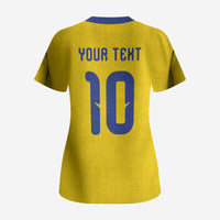 Custom Sweden Sverige Football Scrub Top Nordic Cross Pattern With Traditional Sverige Heritage Crest