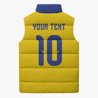 Custom Sweden Sverige Football Sleeveless Puffer Jacket Nordic Cross Pattern With Traditional Sverige Heritage Crest