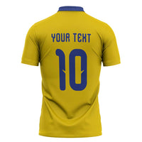 Custom Sweden Sverige Football Zipper Polo Shirt Nordic Cross Pattern With Traditional Sverige Heritage Crest