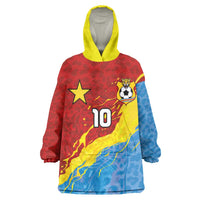 Custom DR Congo Leopards Football Kid Wearable Blanket Hoodie Abstract Leopard Pattern With National Colors And Crest