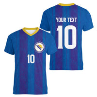 Custom Bosnia and Herzegovina Football Women V-Neck T-Shirt Zmajevi Glory 2026