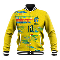 Custom Brasil Football Baseball Jacket Abstract Art Inspired Rio Mosaic Steps
