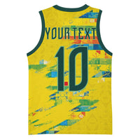 Custom Brasil Football Basketball Jersey Abstract Art Inspired Rio Mosaic Steps