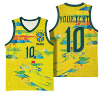 Custom Brasil Football Basketball Jersey Abstract Art Inspired Rio Mosaic Steps
