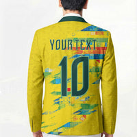 Custom Brasil Football Blazer Abstract Art Inspired Rio Mosaic Steps