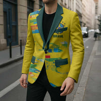 Custom Brasil Football Blazer Abstract Art Inspired Rio Mosaic Steps