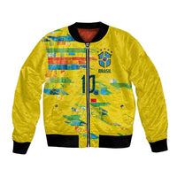 Custom Brasil Football Bomber Jacket Abstract Art Inspired Rio Mosaic Steps