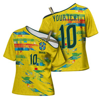 Custom Brasil Football Cross Shoulder Shirt Abstract Art Inspired Rio Mosaic Steps