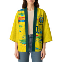 Custom Brasil Football Kimono Abstract Art Inspired Rio Mosaic Steps