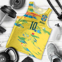 Custom Brasil Football Men Tank Top Abstract Art Inspired Rio Mosaic Steps