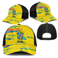 Brasil Football Mesh Trucker Cap Abstract Art Inspired Rio Mosaic Steps
