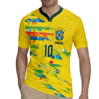 Custom Brasil Football Rugby Jersey Abstract Art Inspired Rio Mosaic Steps