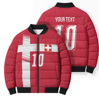 Custom Switzerland National Football Bomber Puffer Jacket Abstract Topographic Wave Pattern
