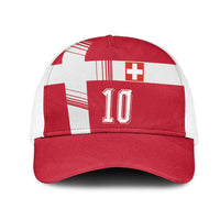 Custom Switzerland National Football Mesh Trucker Cap Abstract Topographic Wave Pattern