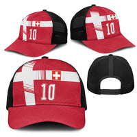 Custom Switzerland National Football Mesh Trucker Cap Abstract Topographic Wave Pattern