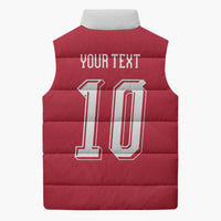 Custom Switzerland National Football Sleeveless Puffer Jacket Abstract Topographic Wave Pattern