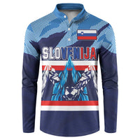 Custom Slovenia Sport Fan Jersey Button Sweatshirt Broken Ice Style Patterns - Wonder Print Shop
