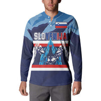 Custom Slovenia Sport Fan Jersey Button Sweatshirt Broken Ice Style Patterns - Wonder Print Shop