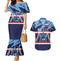 Custom Slovenia Sport Fan Jersey Couples Matching Mermaid Dress and Hawaiian Shirt Broken Ice Style Patterns - Wonder Print Shop