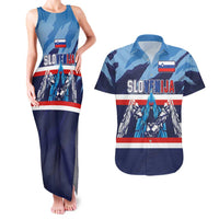 Custom Slovenia Sport Fan Jersey Couples Matching Tank Maxi Dress and Hawaiian Shirt Broken Ice Style Patterns - Wonder Print Shop