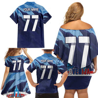 Custom Slovenia Sport Fan Jersey Family Matching Off Shoulder Short Dress and Hawaiian Shirt Broken Ice Style Patterns - Wonder Print Shop