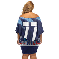 Custom Slovenia Sport Fan Jersey Family Matching Off Shoulder Short Dress and Hawaiian Shirt Broken Ice Style Patterns - Wonder Print Shop