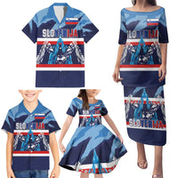Custom Slovenia Sport Fan Jersey Family Matching Puletasi and Hawaiian Shirt Broken Ice Style Patterns - Wonder Print Shop