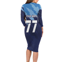 Custom Slovenia Sport Fan Jersey Long Sleeve Bodycon Dress Broken Ice Style Patterns - Wonder Print Shop