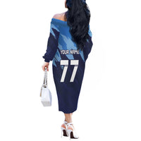 Custom Slovenia Sport Fan Jersey Off The Shoulder Long Sleeve Dress Broken Ice Style Patterns - Wonder Print Shop