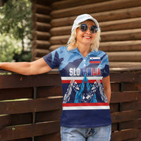 Custom Slovenia Sport Fan Jersey Women Polo Shirt Broken Ice Style Patterns - Wonder Print Shop